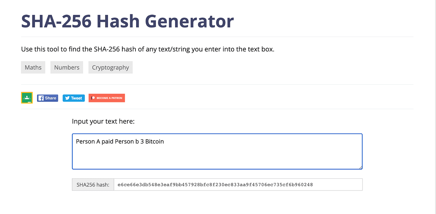 The same message with a lowercase 'b' producing a completely different SHA-256 hash